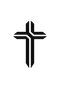 Black cross symbol on a white background