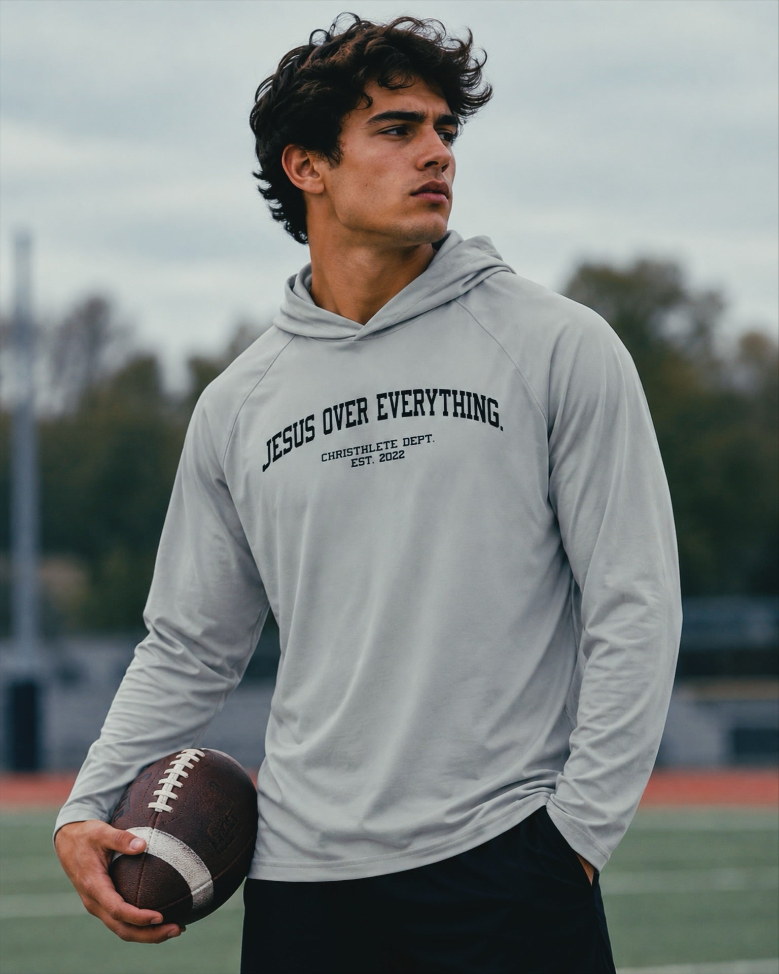 Image of Jesus Over Everything Lightweight Hoodie 'Silver'