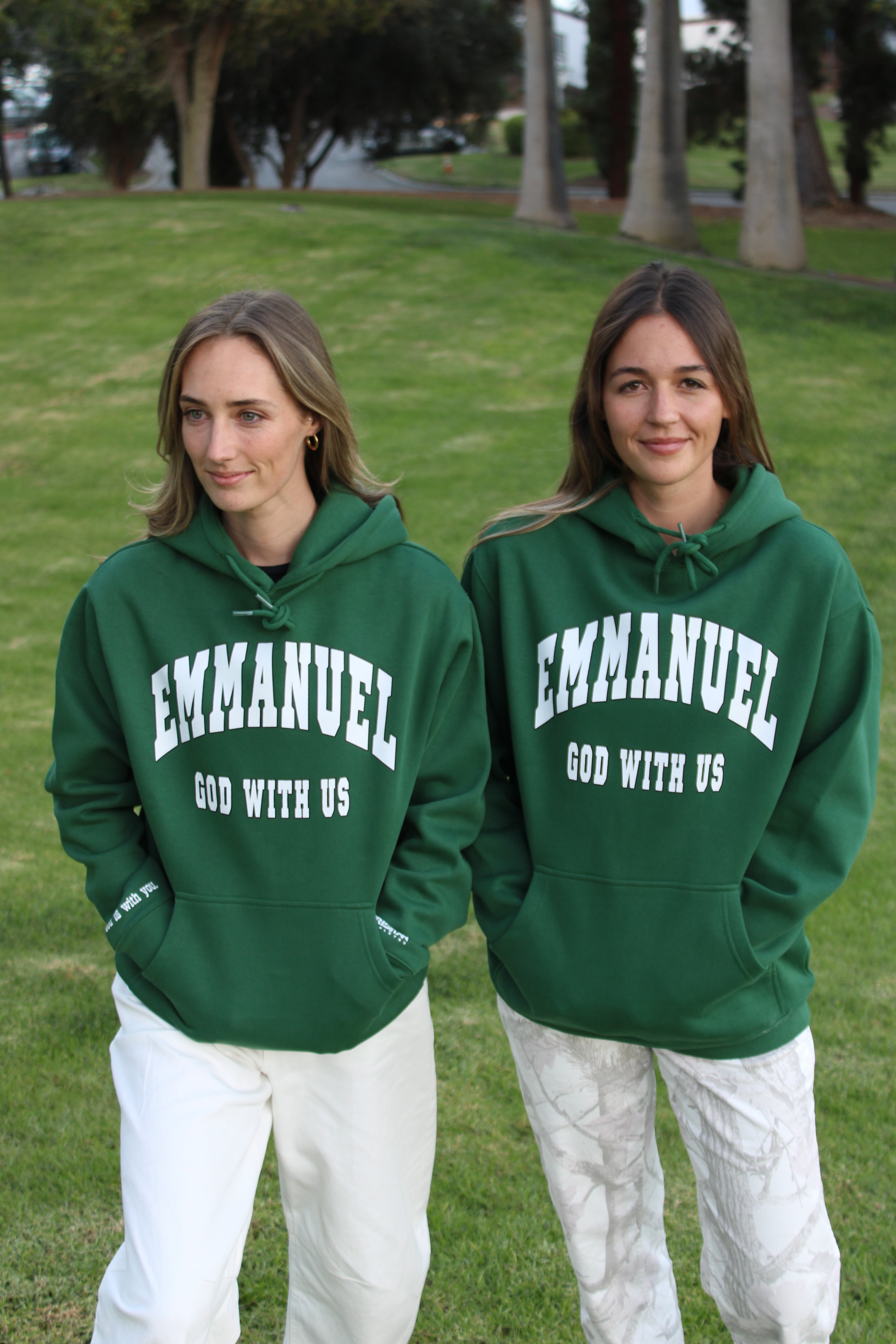 Image of Emmanuel God With Us Heavy Hoodie ‘Forest Green’