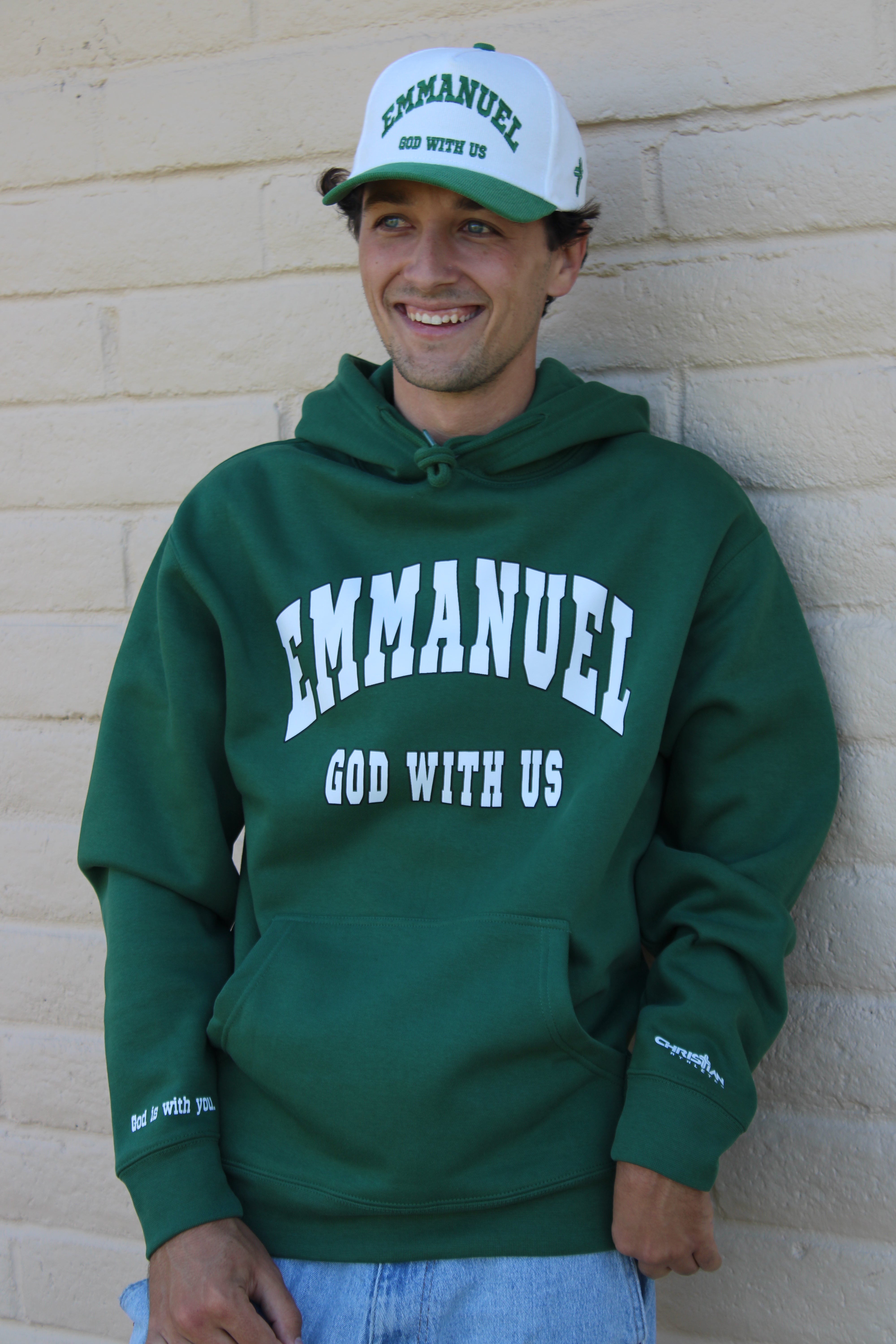 Image of Emmanuel God With Us Heavy Hoodie ‘Forest Green’
