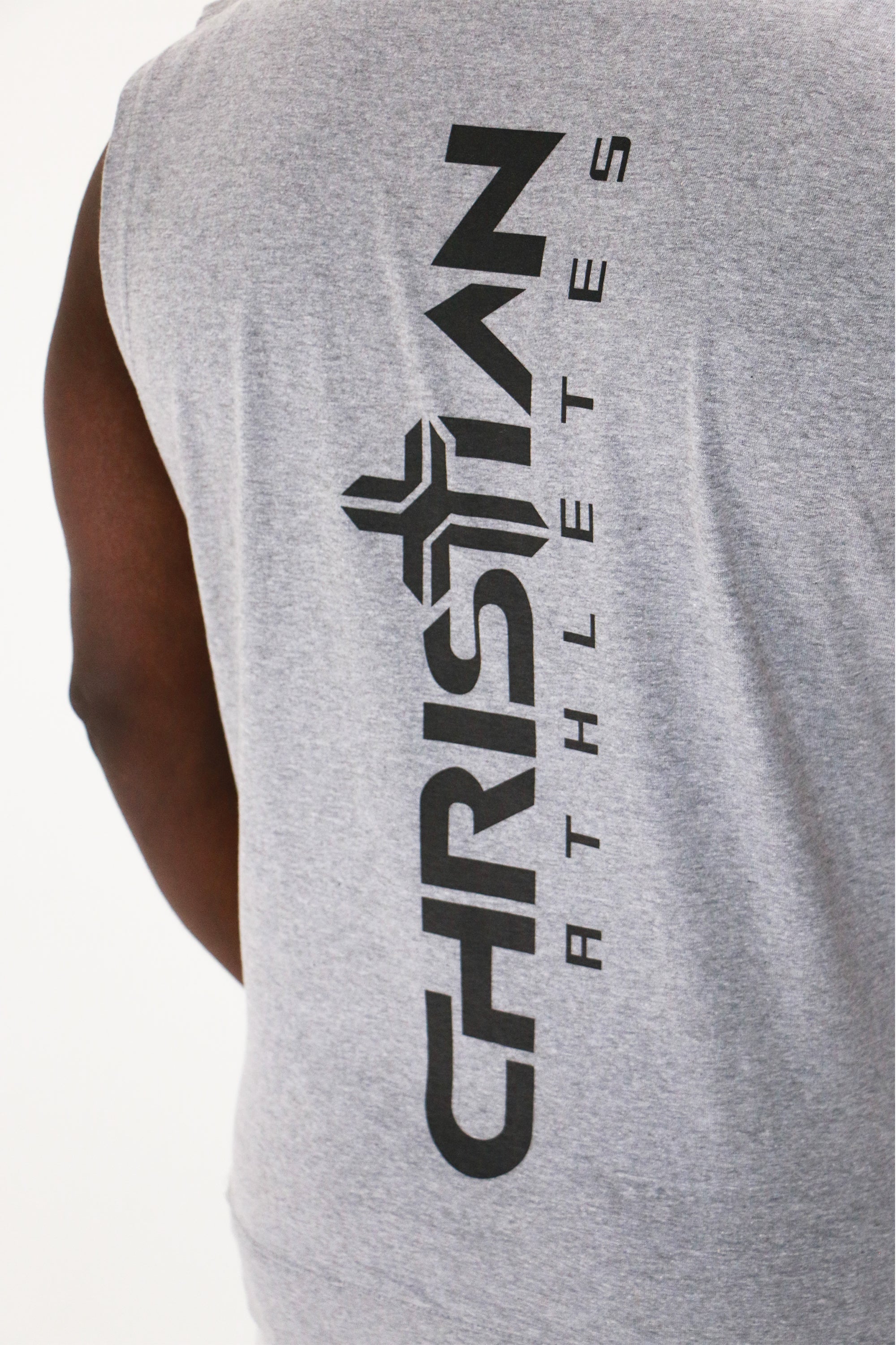 Image of Men's Cross Logo Sleeveless Hoodie Grey