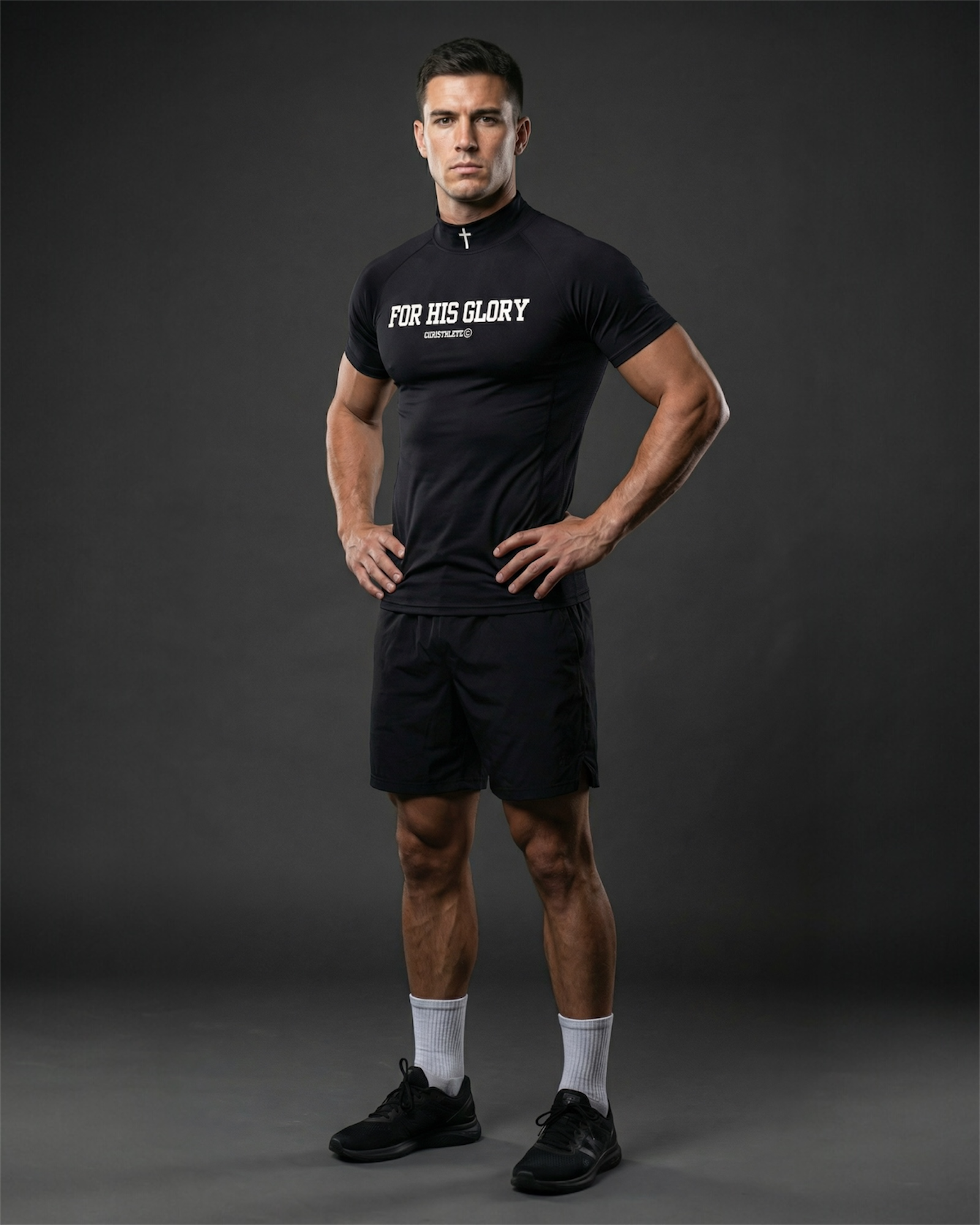Image of 'For His Glory' Pro Compression Shirt - Black