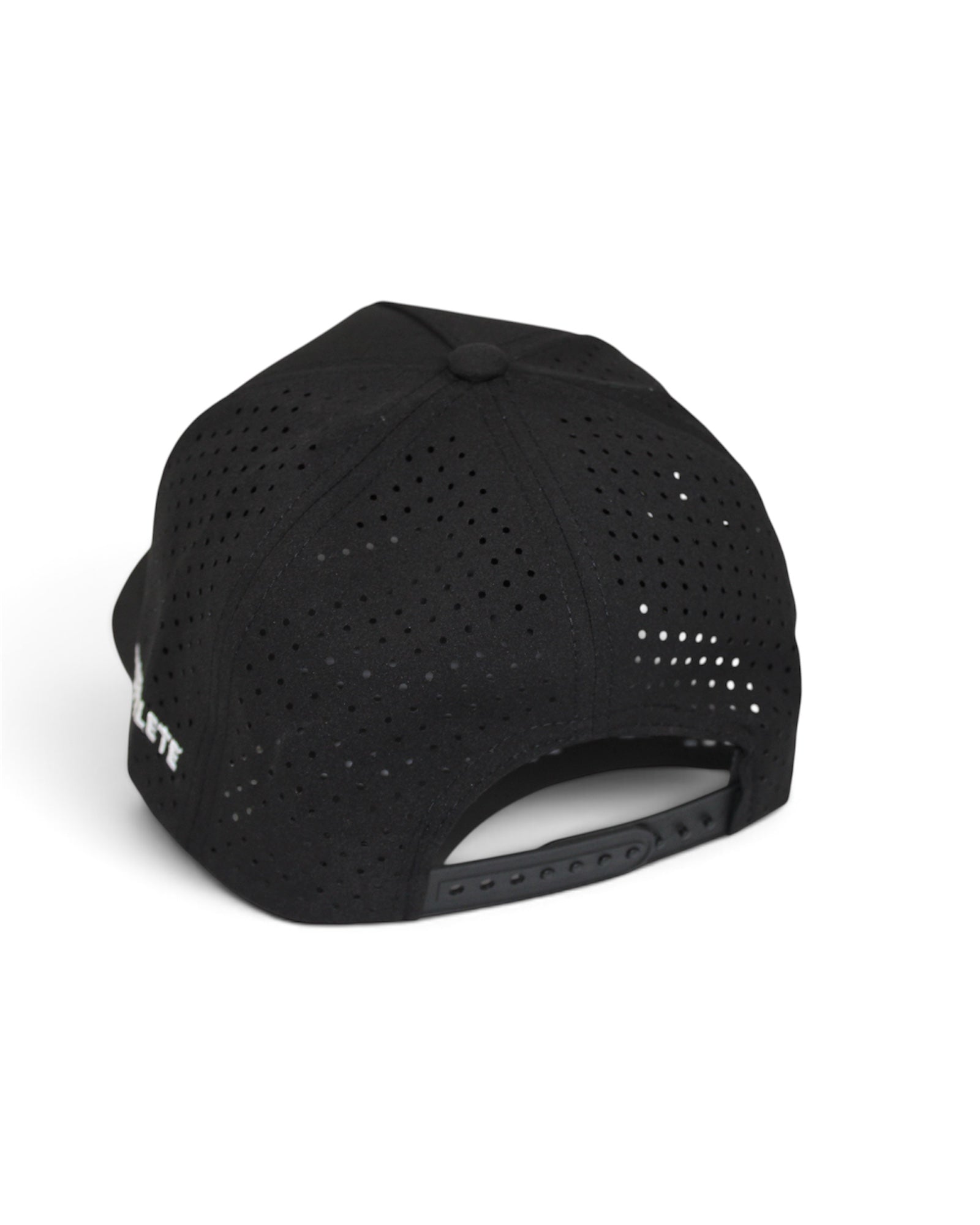 Image of Black cap with mesh design on a white background